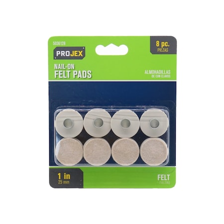 PROJEX Felt Protective Pad Brown Round 7/8 in. W 8 pk, 8PK P0006